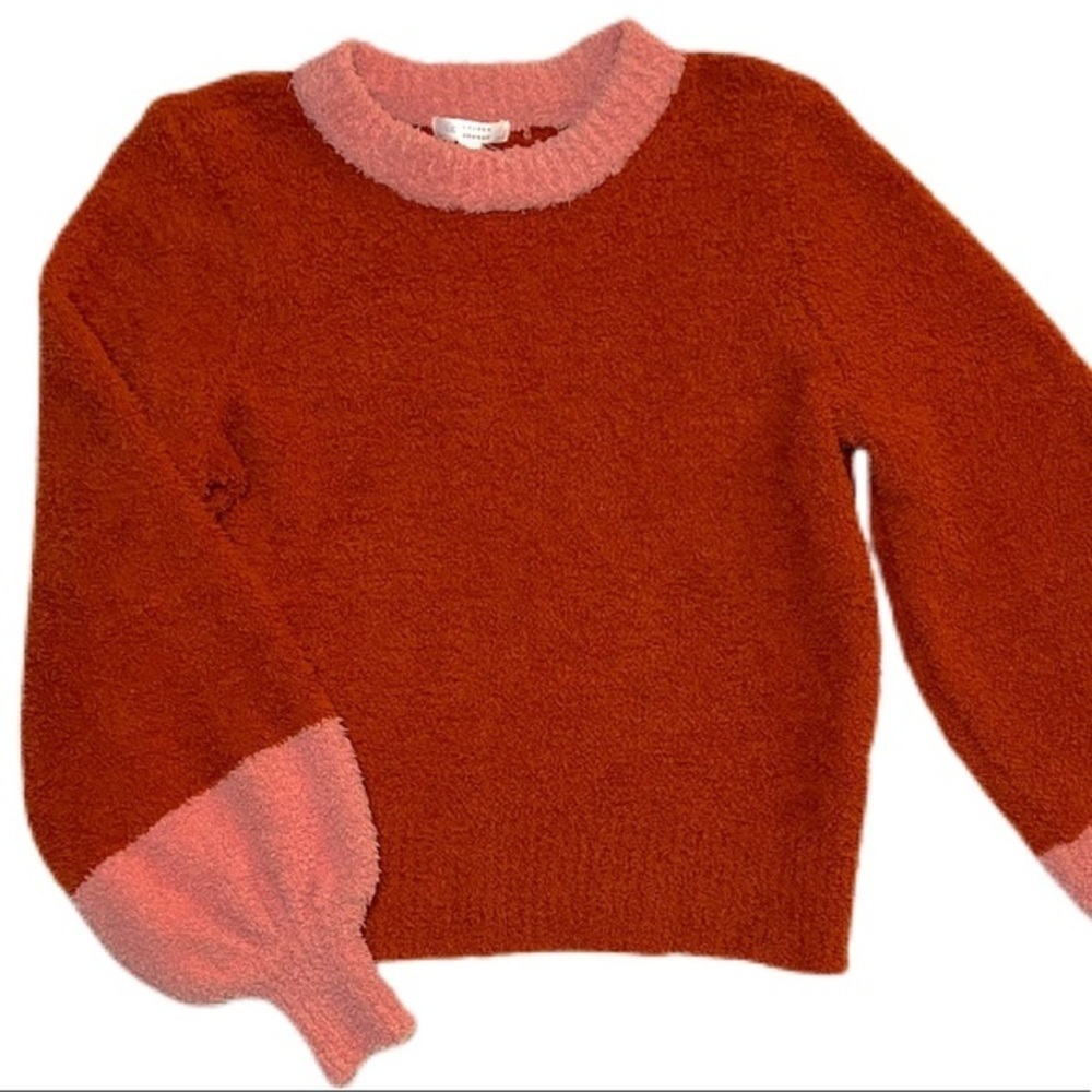 LC Lauren Conrad • Colorblock Fuzzy Sweater • Rust & Blush • Size M - Picture 5 of 12